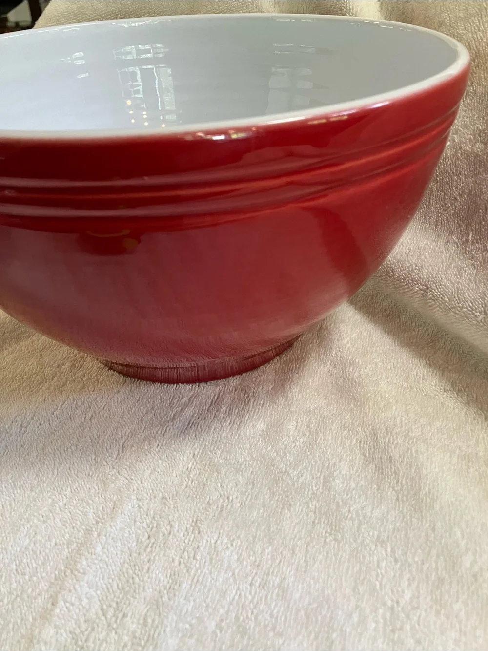 Vintage Emile Henry large red ceramic mixing bowl (model 6574), made in France